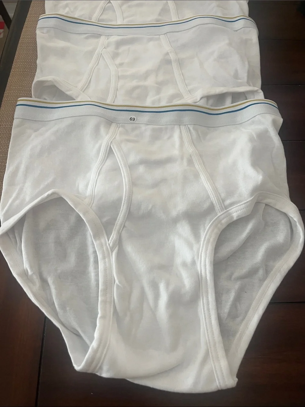 Bundle 69. Stafford White Men’s Briefs with Blue-Trim Waistband - Pack of 3